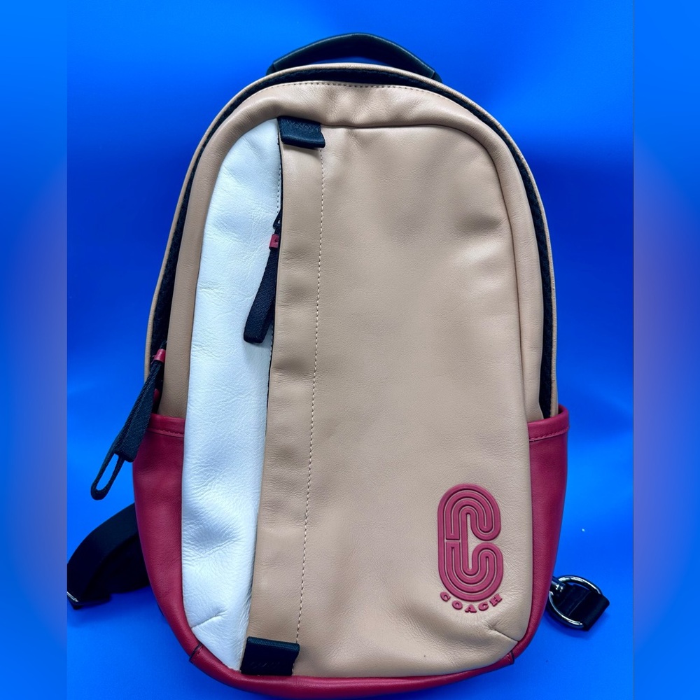 Coach Tan and Red Leather Crossbody bag